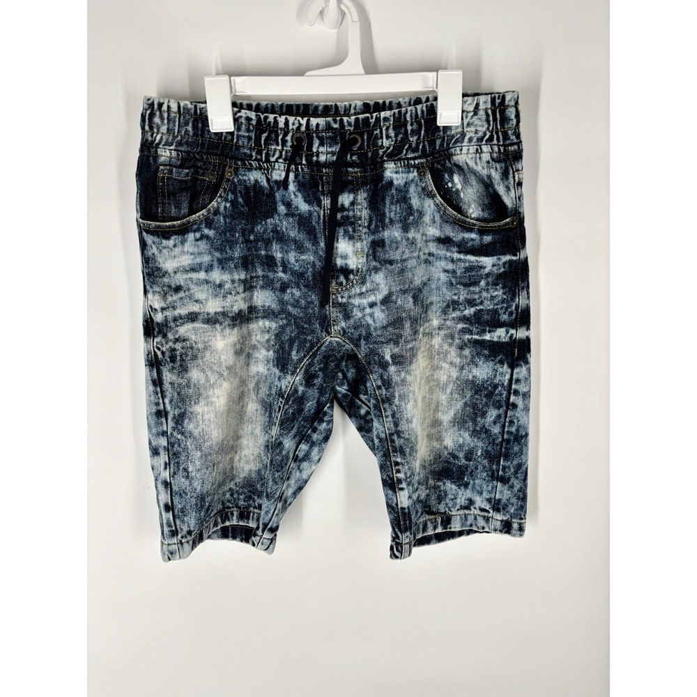 Southpole Mens Denim Jogger Shorts Sz L Acid Wash Drawstring Stretch Streetwear